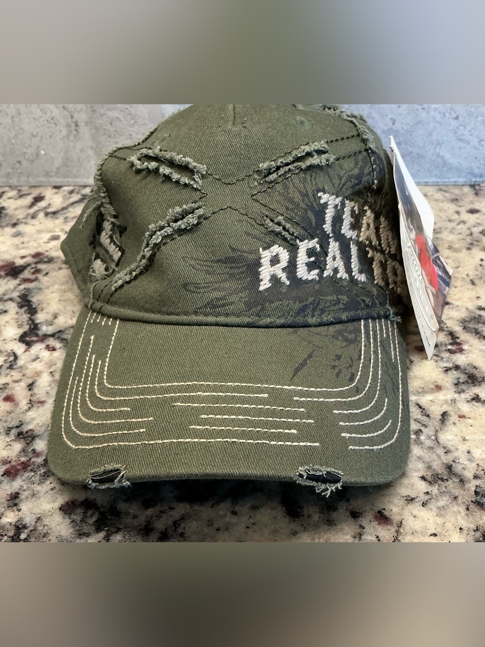 Team Realtree Distressed Olive Camo Baseball Cap Hat NWT Deadstock Adjustable OS